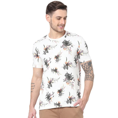 White Printed Cotton T-Shirt