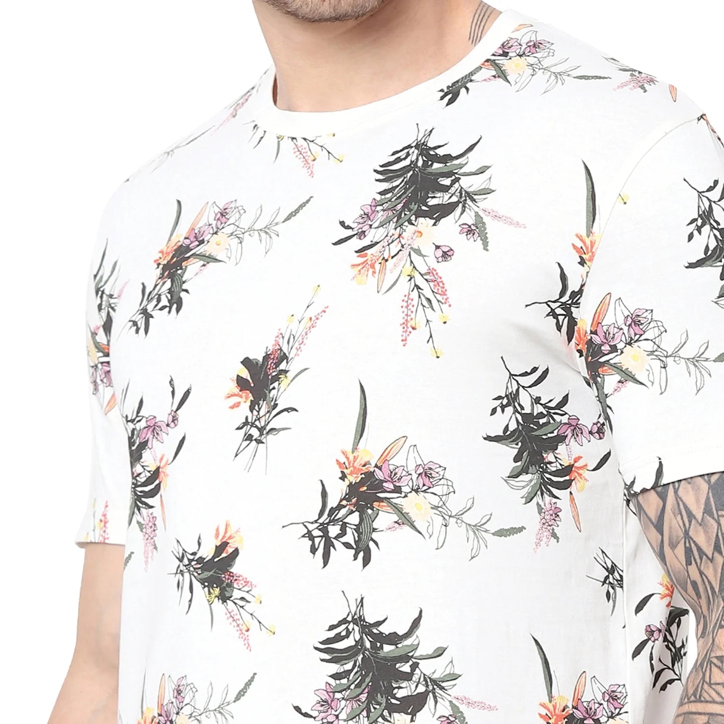 Off White Printed Cotton T-shirt