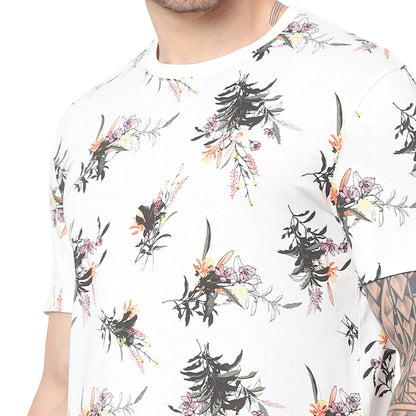 Off White Printed Cotton T-shirt