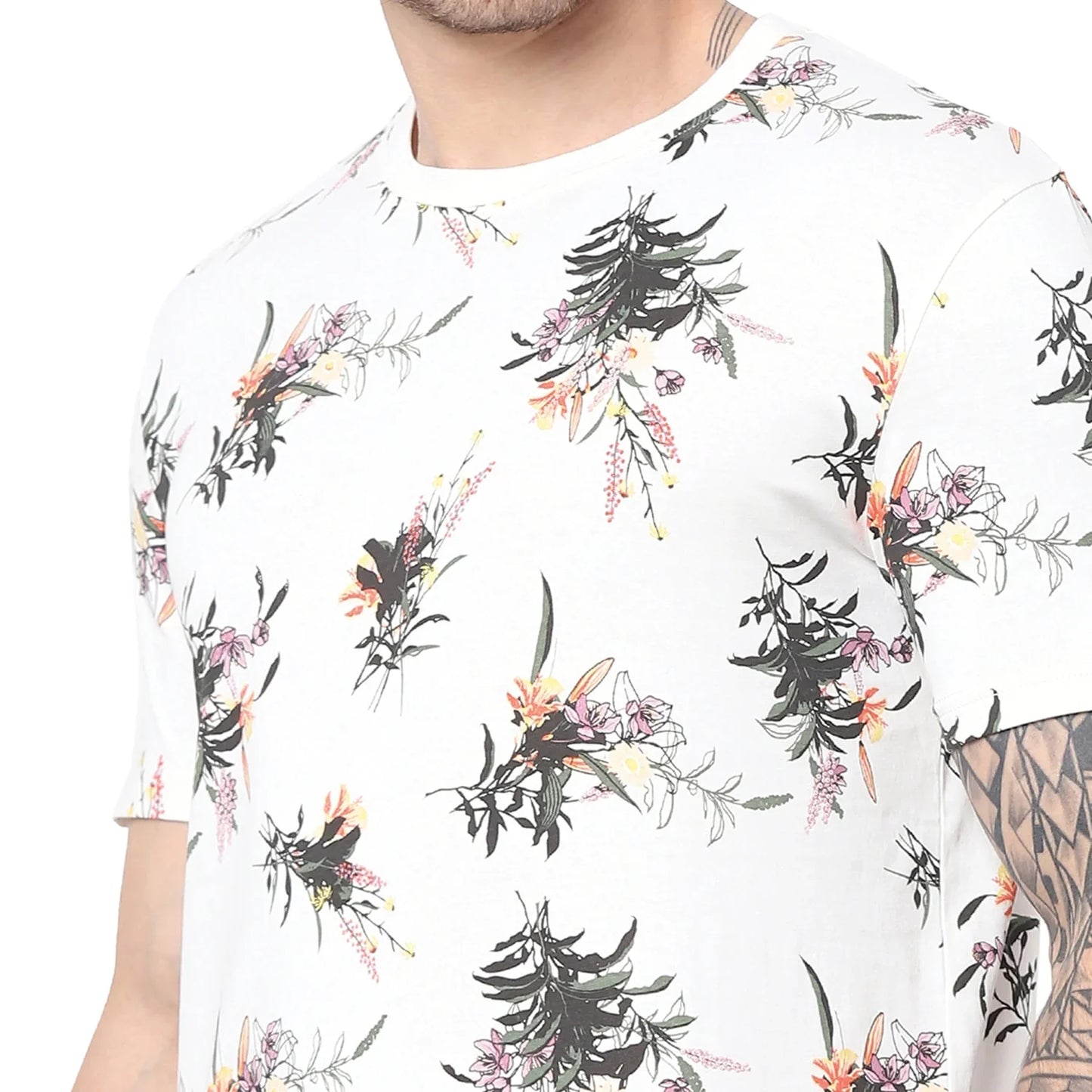 White Printed Cotton T-Shirt