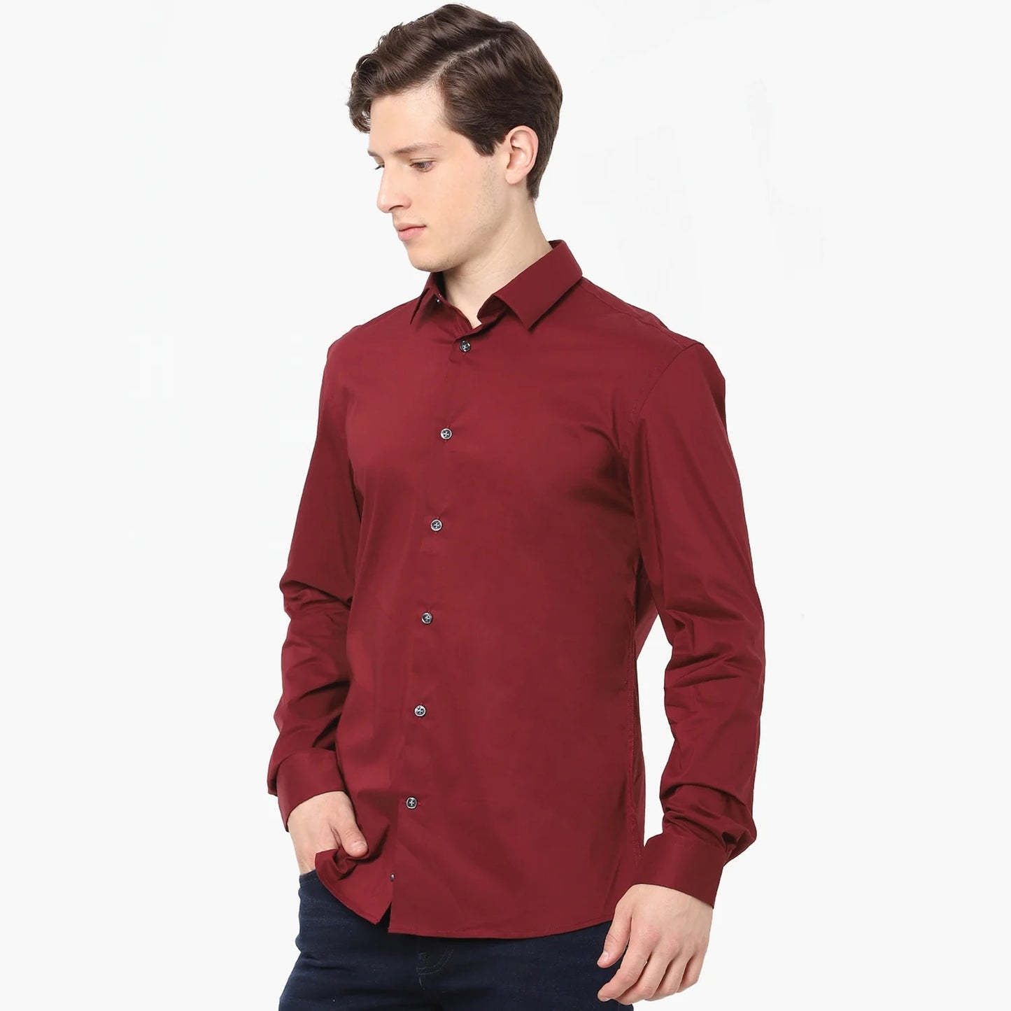 Red Solid Cotton Shirt