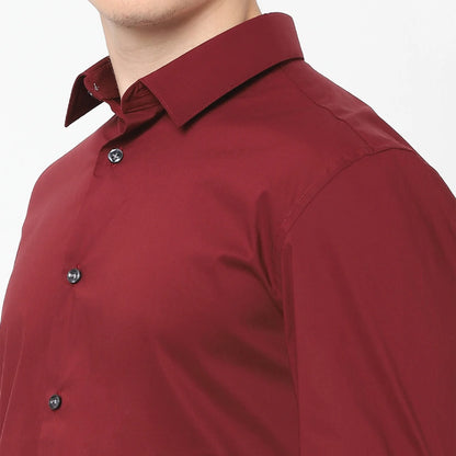 Red Solid Cotton Shirt