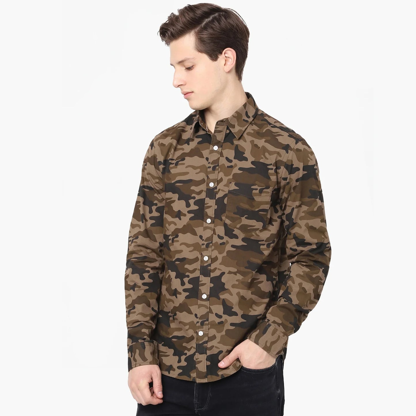 Olive Camouflage Cotton Shirt