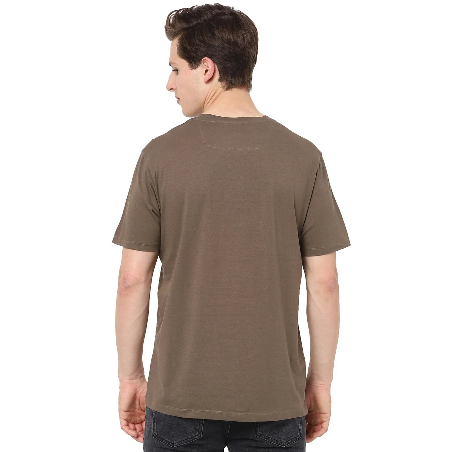 Khaki Printed Cotton T-shirt