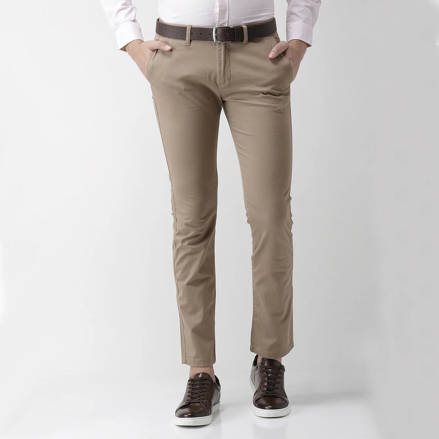 Beige Slim Fit Trousers