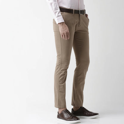 Beige Slim Fit Trousers