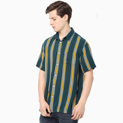 Green Striped Viscose Shirt