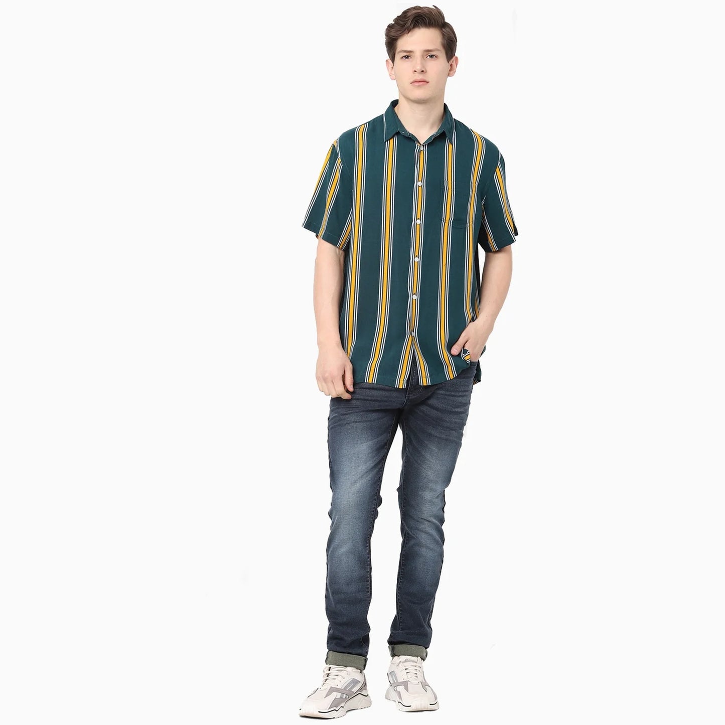 Green Striped Viscose Shirt