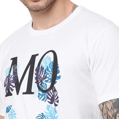 Light Blue Printed Cotton T-shirt