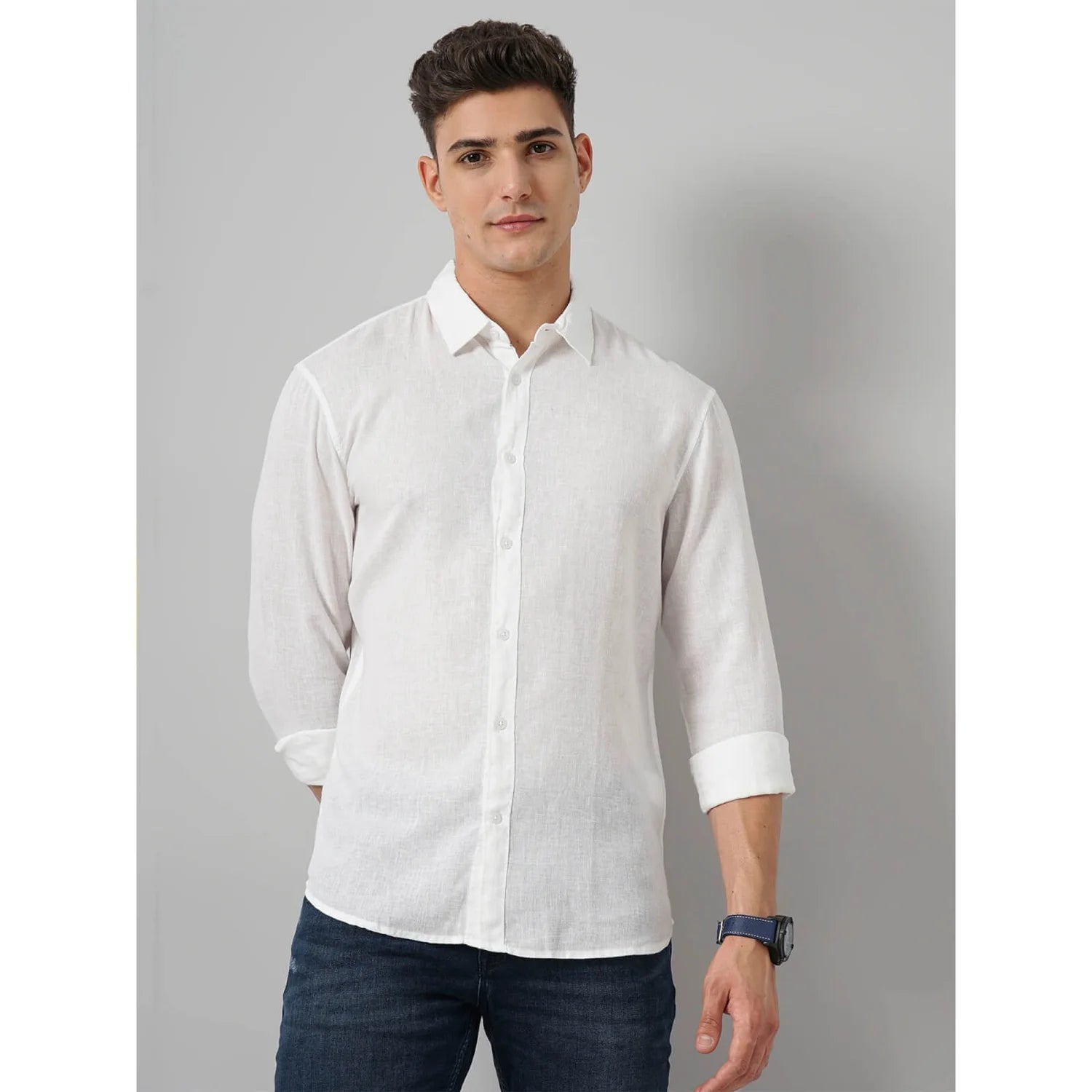 Cream Solid Lyocell Shirt