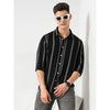 Celio* Striped Regular Fit Viscose Black Shirt