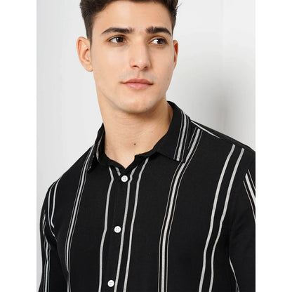 Cream Striped Viscose Shirt