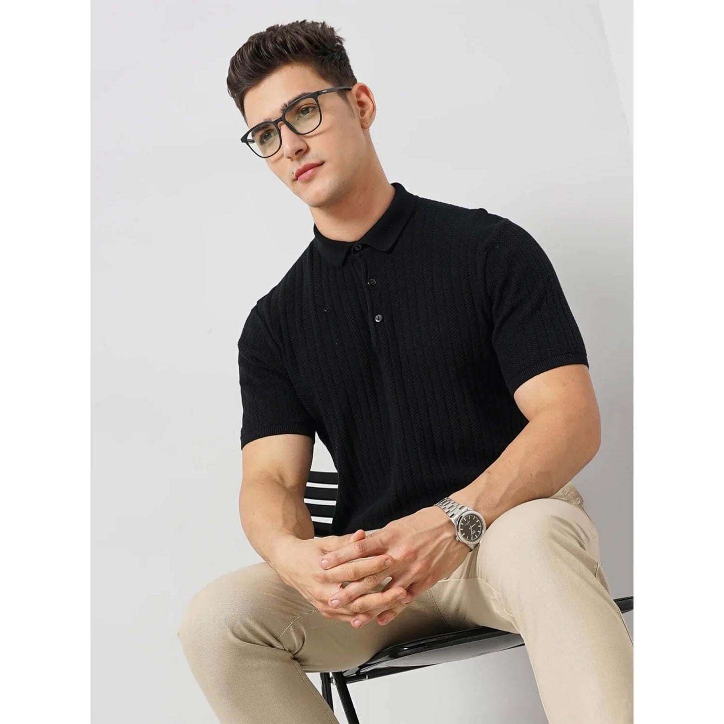 Cream Solid Cotton Polo