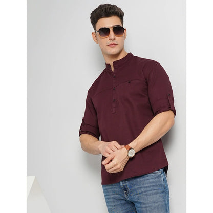 Cream Solid Cotton Shirt