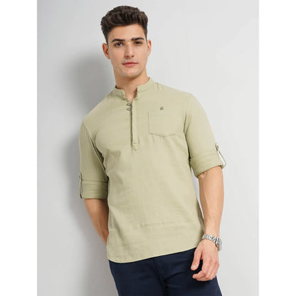 Cream Solid Cotton Shirt