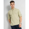 Celio* Solid Regular Fit Cotton Khaki Shirt
