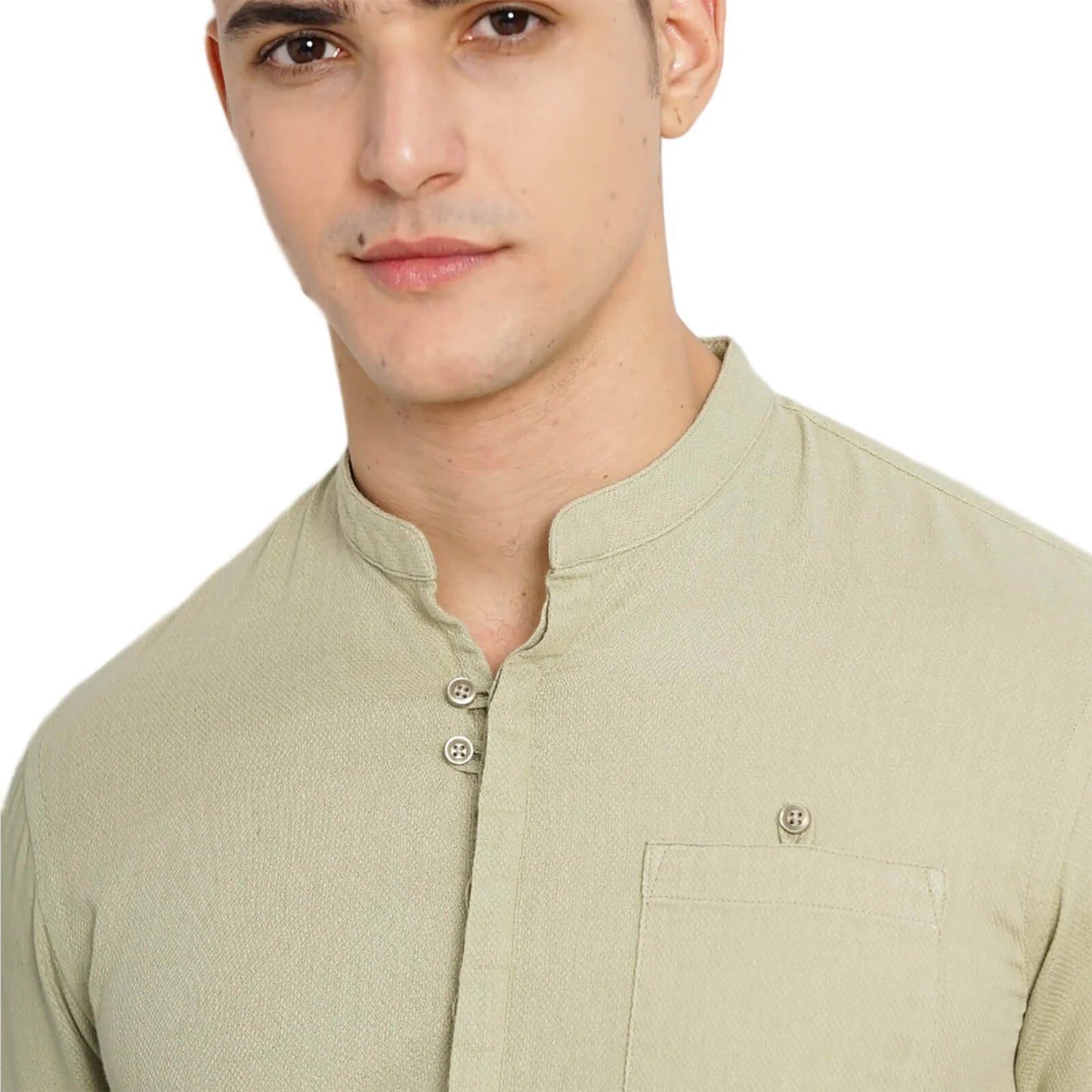 Cream Solid Cotton Shirt