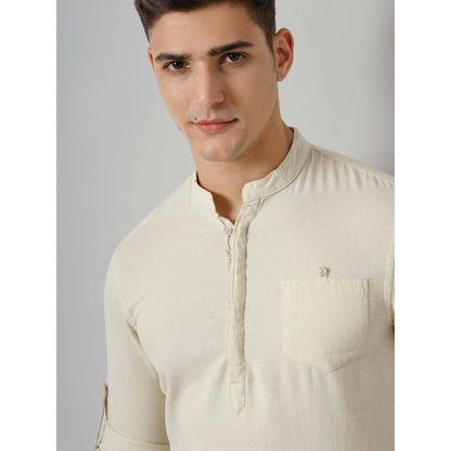 Cream Solid Cotton Shirt