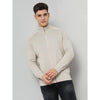 Celio* Solid Regular Fit Cotton Cream Sweater