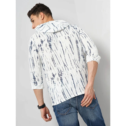 White Abstract Print Cotton Shirt