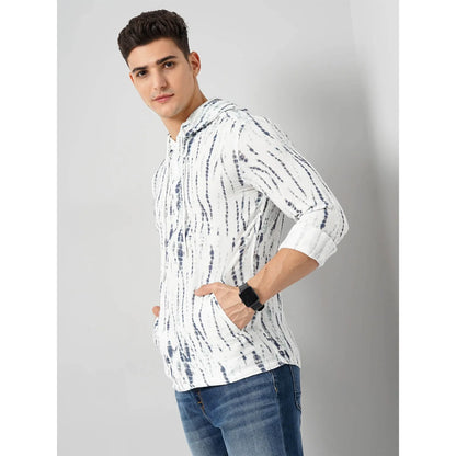 White Abstract Print Cotton Shirt