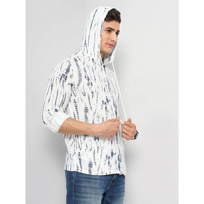 White Abstract Print Cotton Shirt