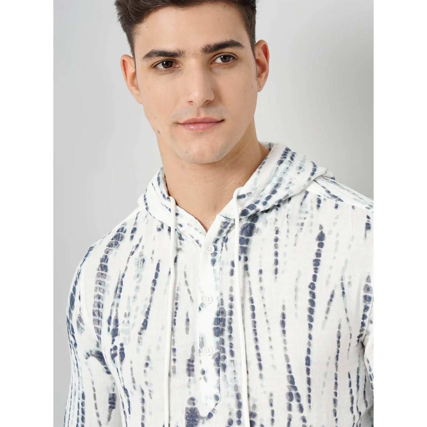 White Abstract Print Cotton Shirt