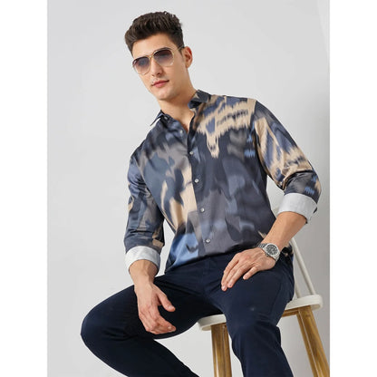 Grey Abstract Print Cotton Shirt