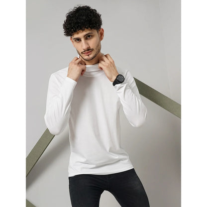 White Solid Cotton T-shirt