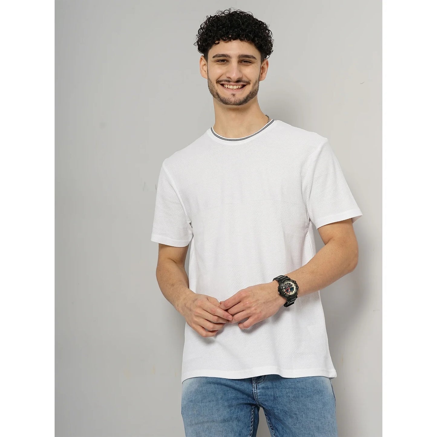 White Solid Cotton T-shirt