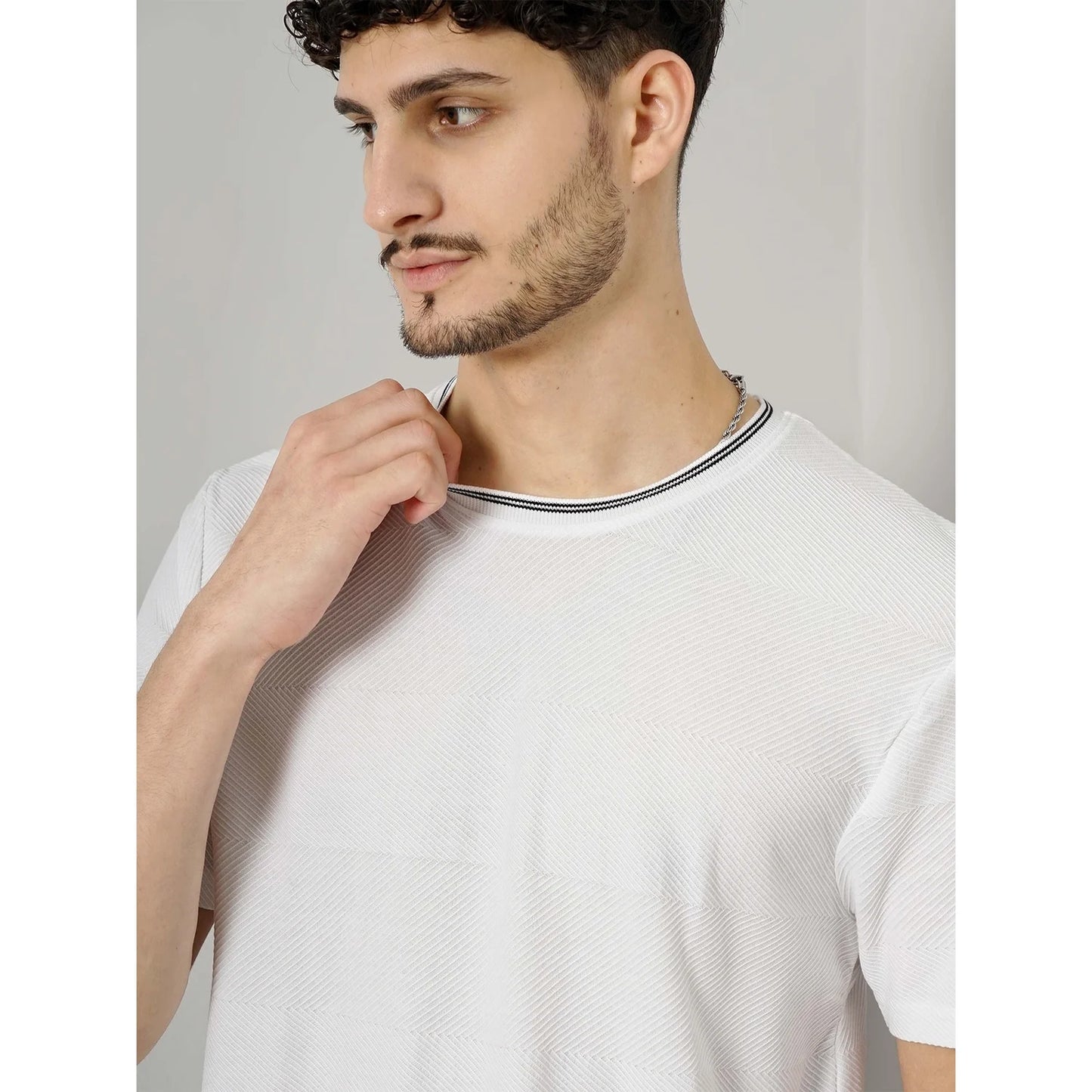 White Solid Cotton T-shirt