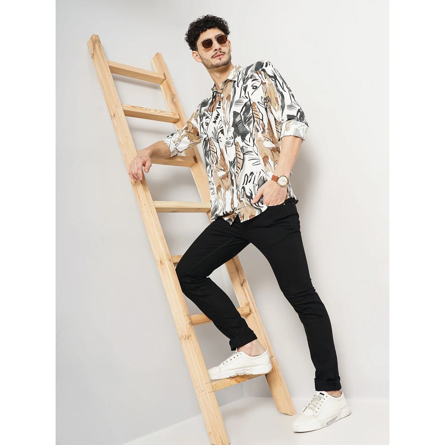 Celio* Abstract Regular Fit Viscose Multi Shirt