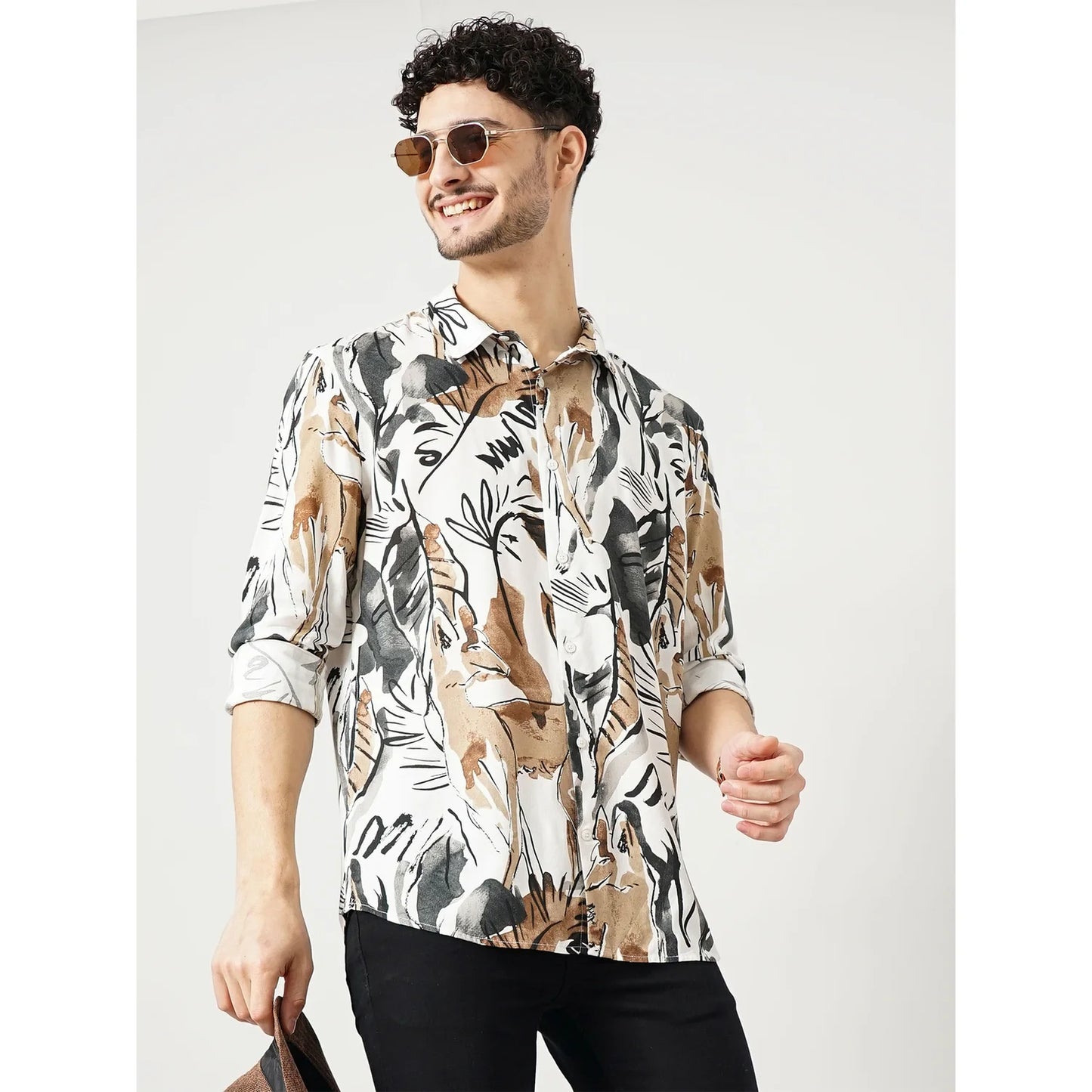 Celio* Abstract Regular Fit Viscose Multi Shirt