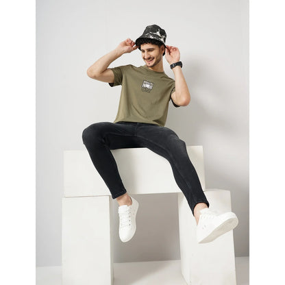 G.T.O. - Khaki Printed Cotton T-Shirt