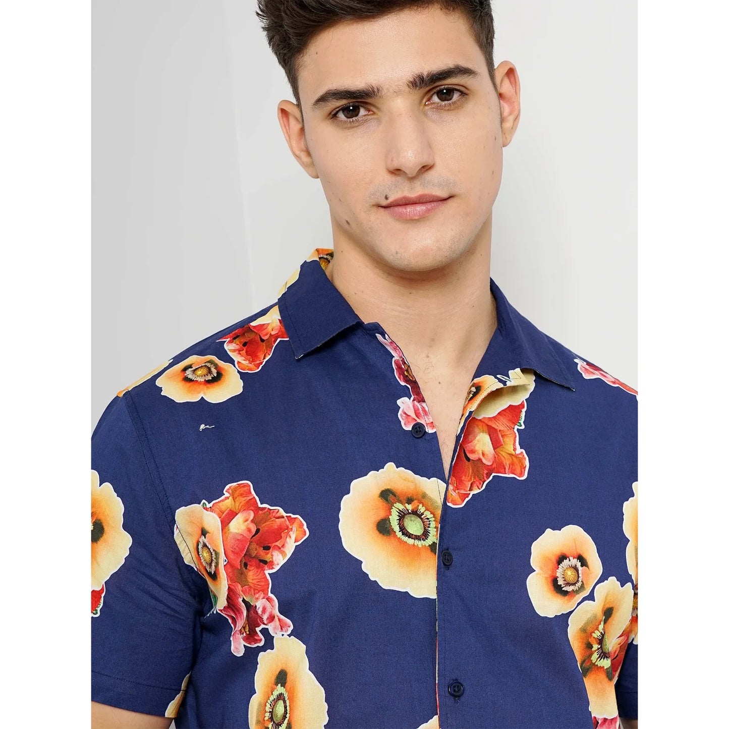 Blue Floral Cotton Shirt