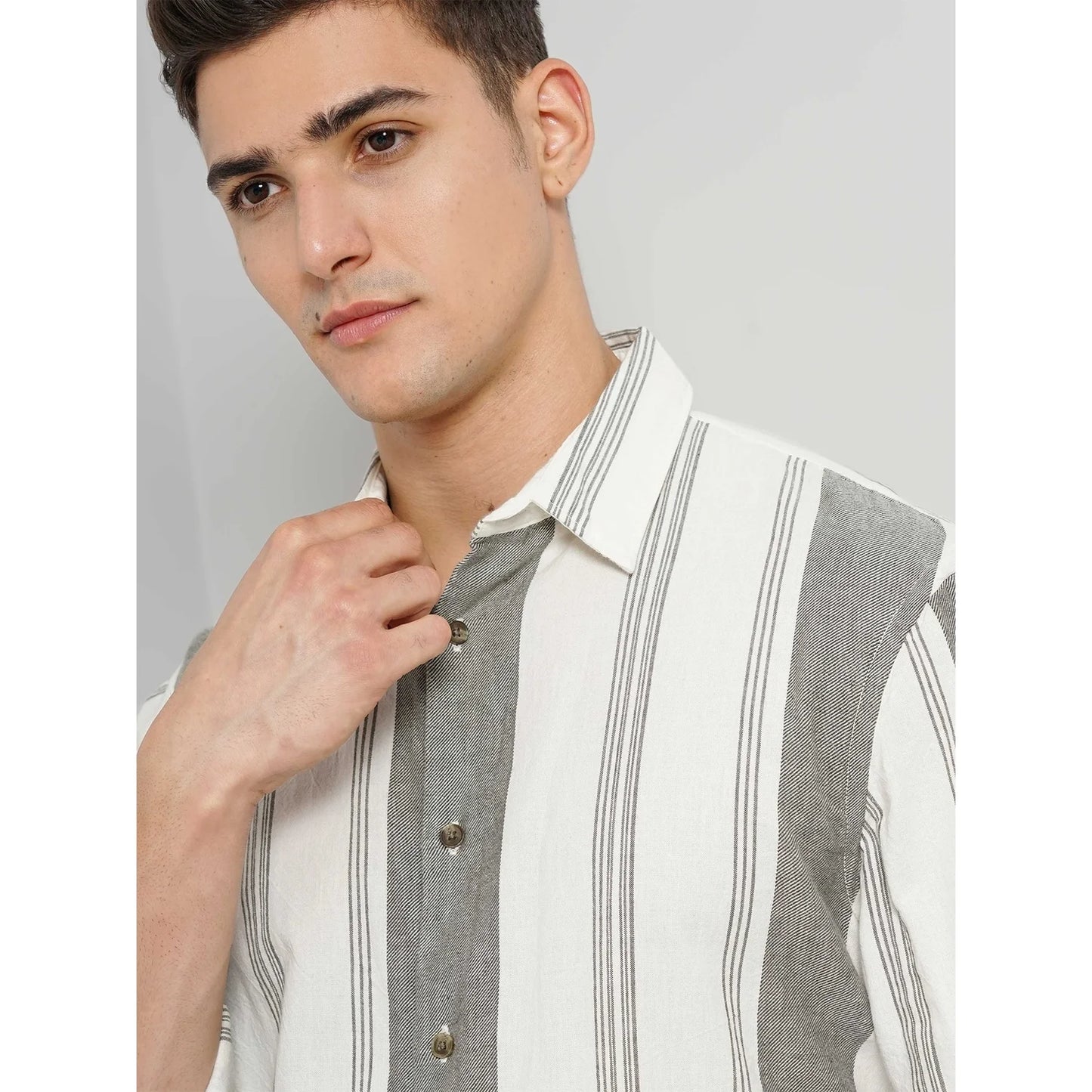 Cream Striped Linen Shirt