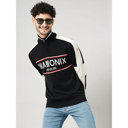 Chamonix - Black Printed Wool Blend Sweatshirt