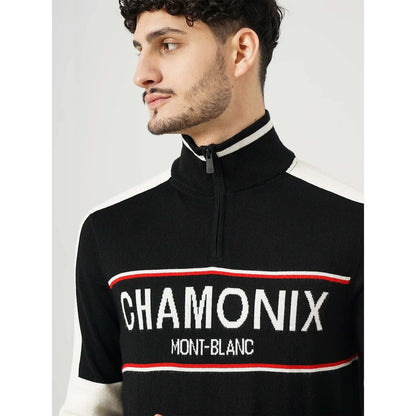 Chamonix - Black Printed Wool Blend Sweatshirt