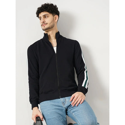 Black Solid Cotton Sweatshirt