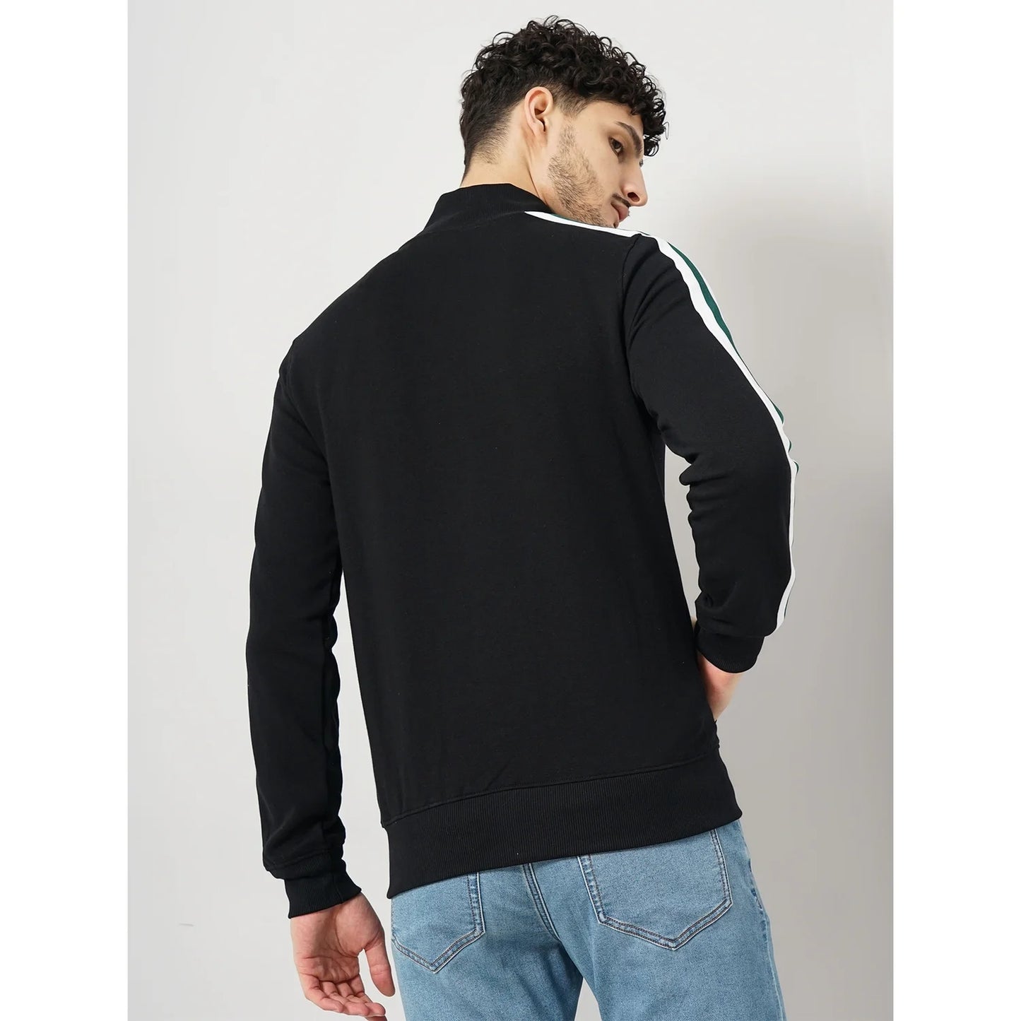 Black Solid Cotton Sweatshirt