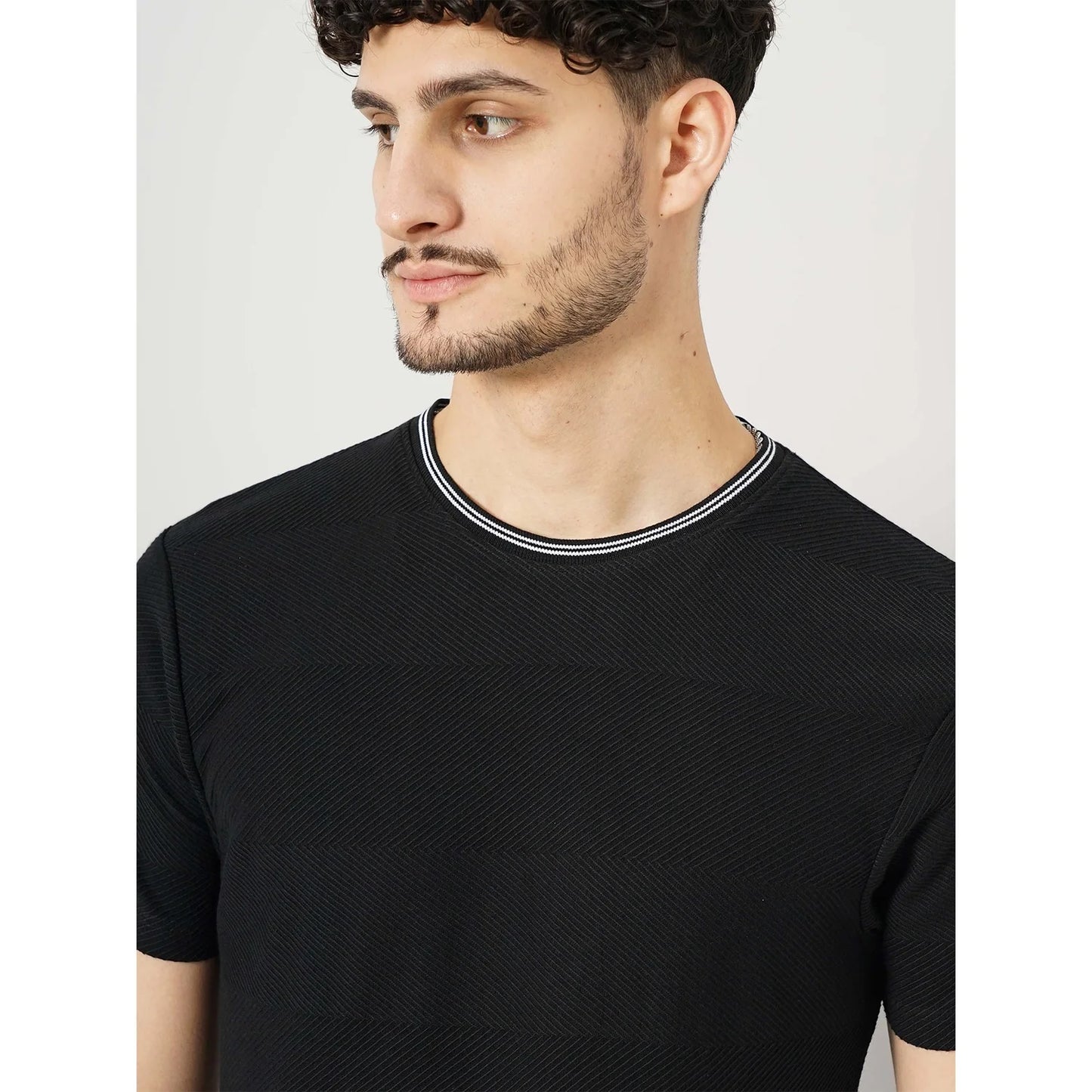 Black Solid Cotton T-shirt