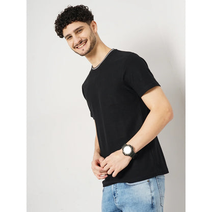 Black Solid Cotton T-shirt