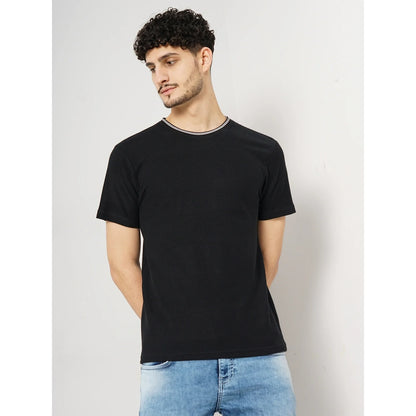 Black Solid Cotton T-shirt