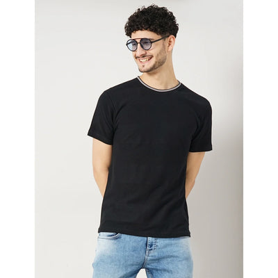 Celio* Solid Regular Fit Cotton Black T-Shirt