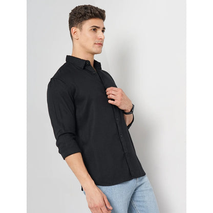 Black Solid Linen Shirt