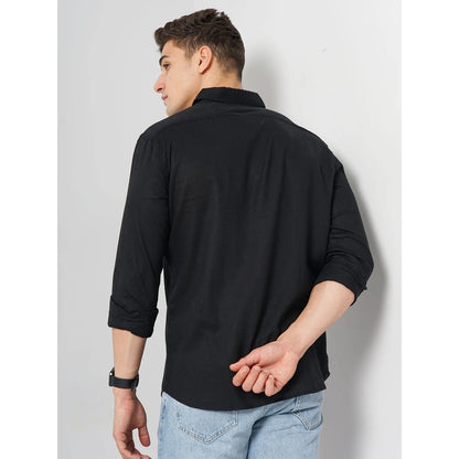 Black Solid Linen Shirt