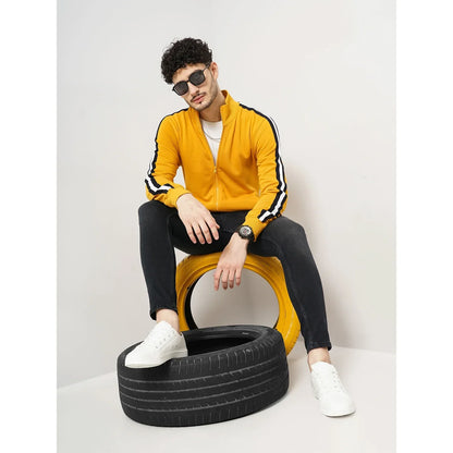 Yellow Solid Cotton Sweatshirt