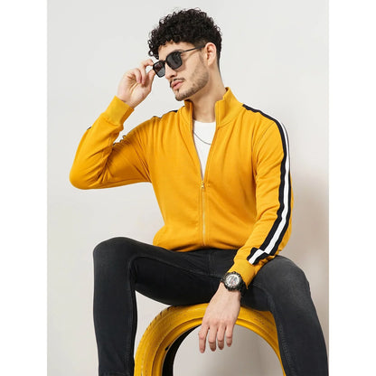 Yellow Solid Cotton Sweatshirt