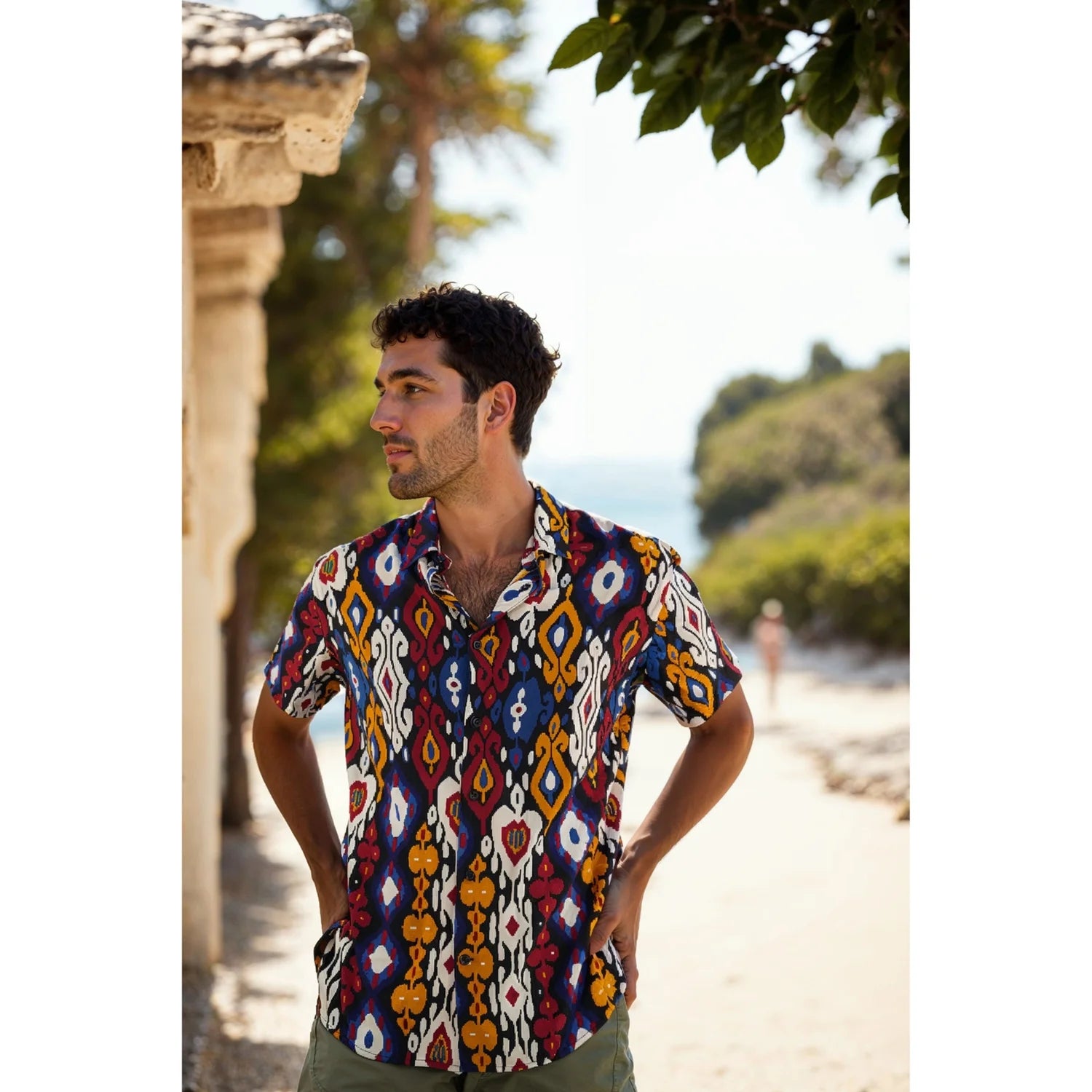 Multi Geometric Printed Viscose Shirt