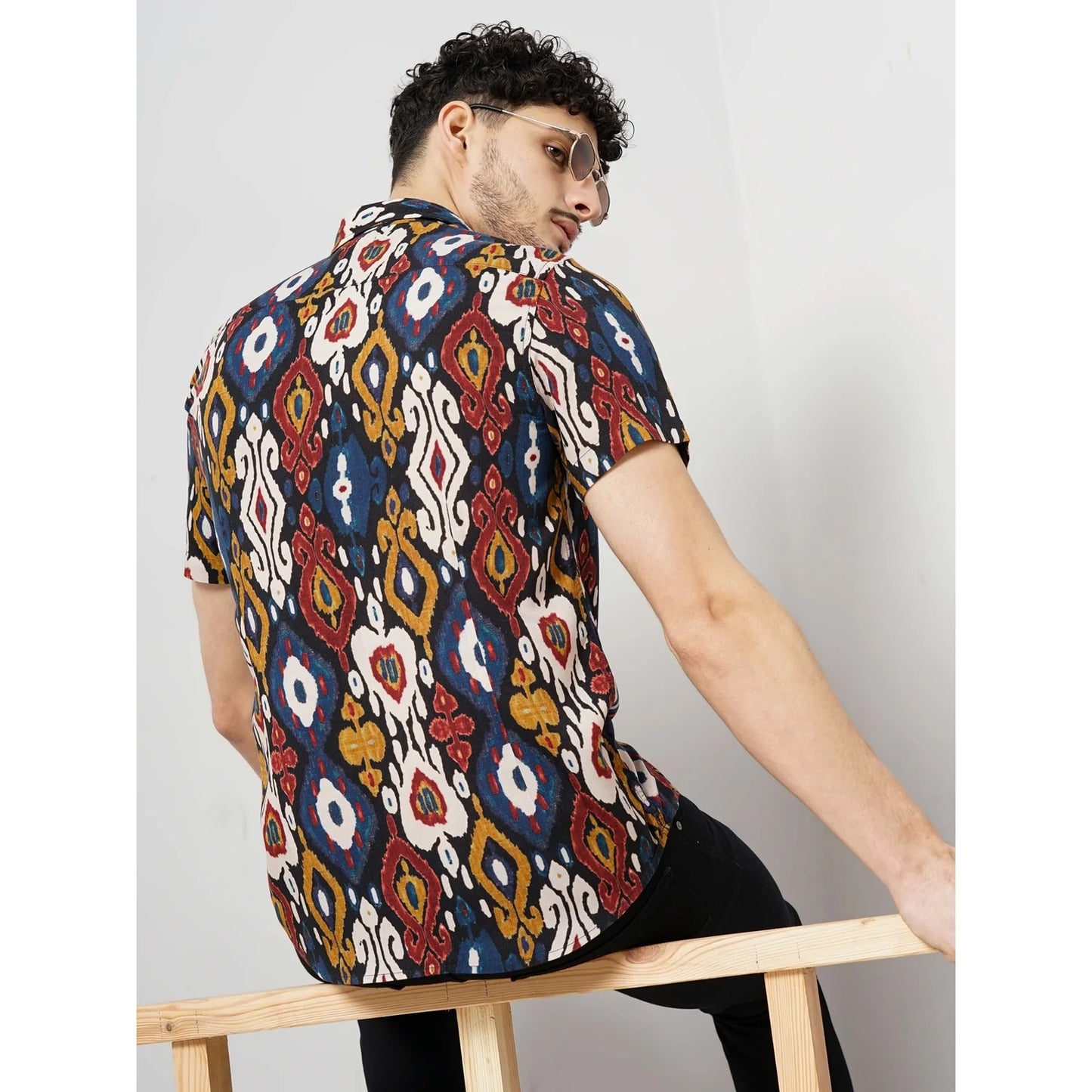 Multi Geometric Printed Viscose Shirt